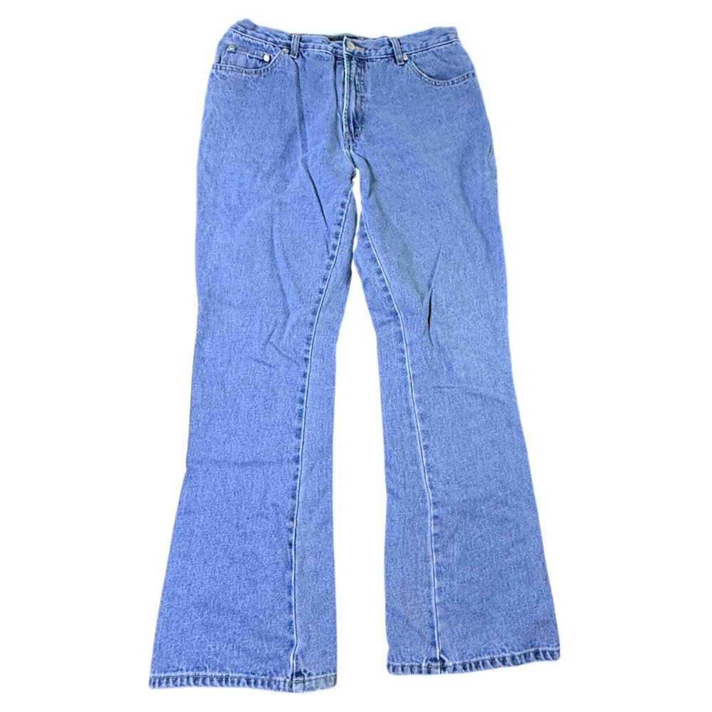 No Boundaries Juniors 13 Medium Blue‎ Denim Jeans Leopard Pockets Flare